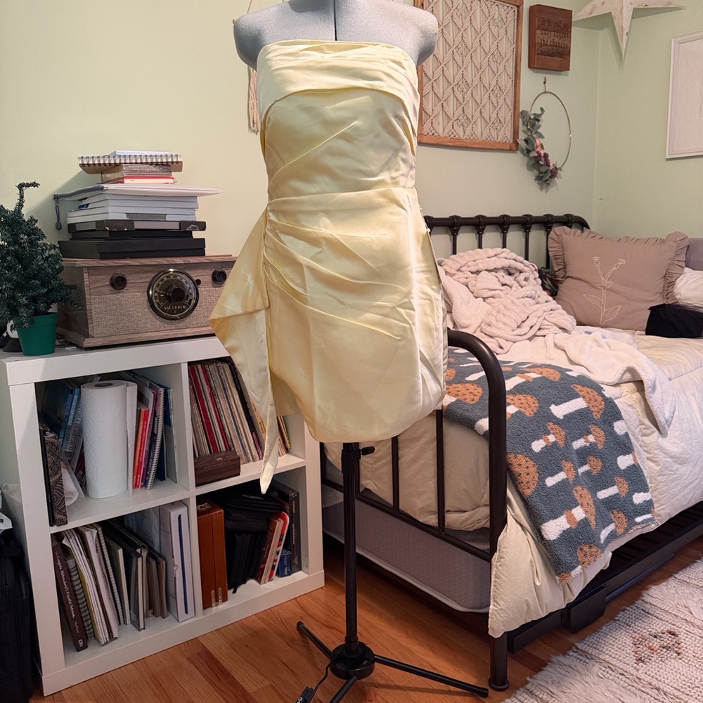 Strapless satin homecoming dress